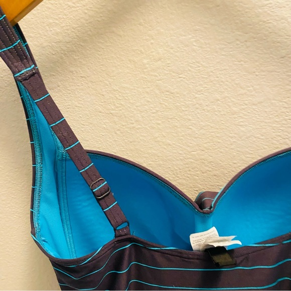 Niptuck Swim Sorrento Stripe Joanne One-Piece Navy Aqua Size 8 - Picture 4 of 7